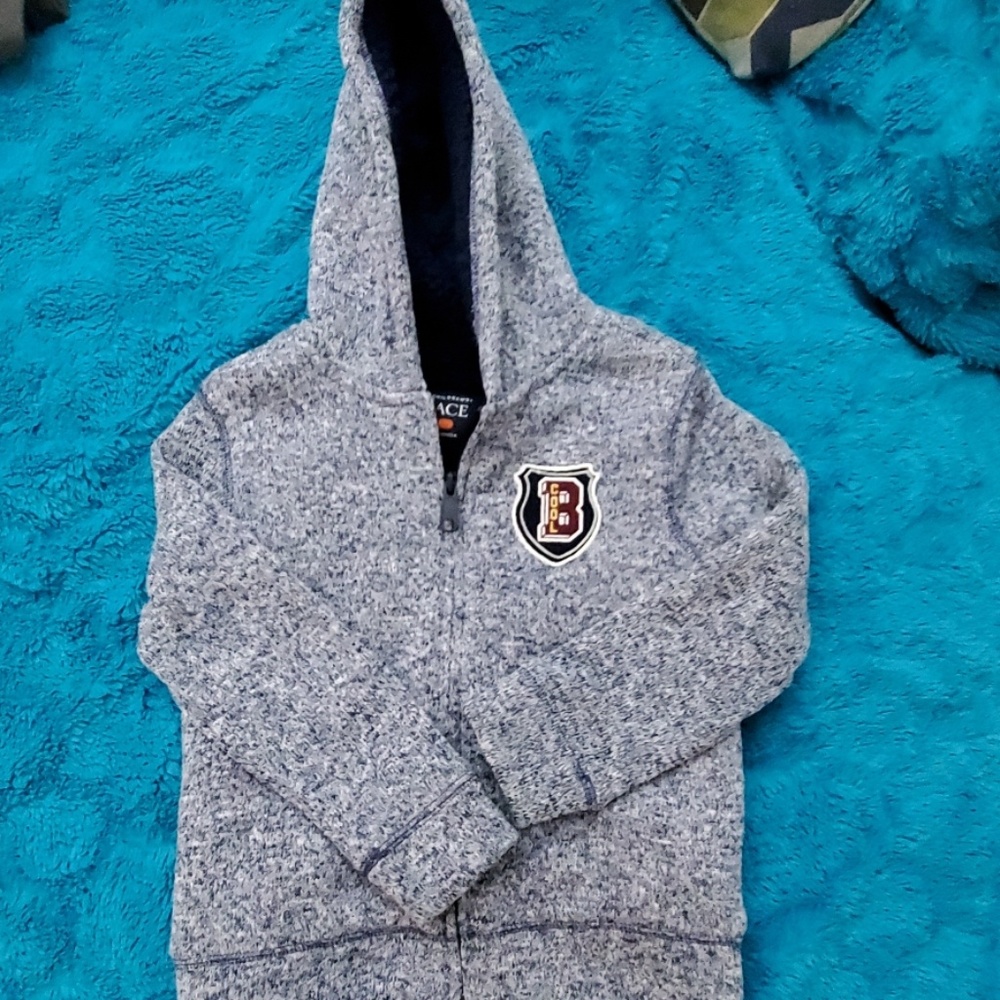 The Children's Place Boys Hooded Blue Fleece w/ Zipper Size 4T